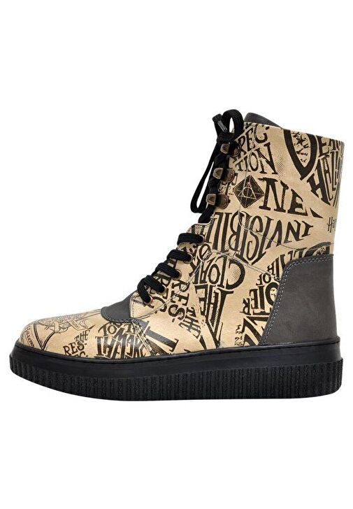 Kadın Vegan Deri Bej Uzun Bot - Warner Bros Deathly Hallows Harry Potter Tasarım - Görsel 2