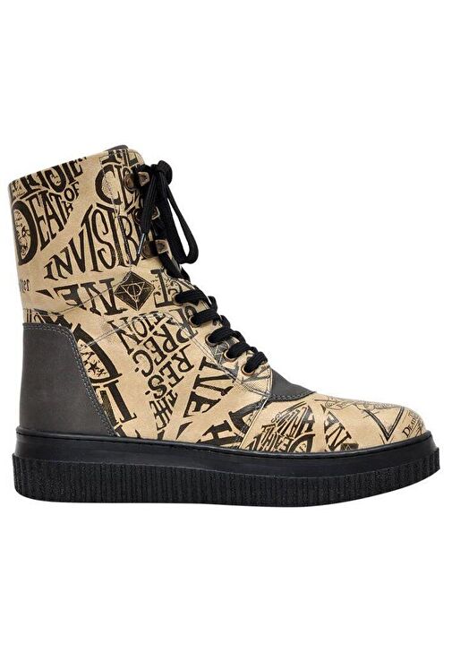 Kadın Vegan Deri Bej Uzun Bot - Warner Bros Deathly Hallows Harry Potter Tasarım - Görsel 5