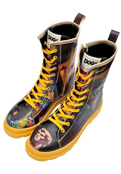 Kadın Vegan Deri Siyah Fermuarlı Uzun Bot - Art Form Tasarım - Görsel 3