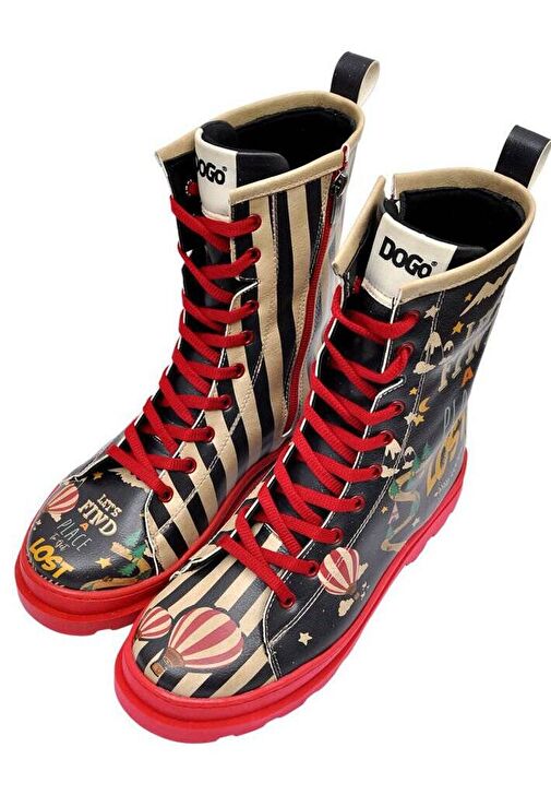 Kadın Vegan Deri Çok Renkli Fermuarlı Uzun Bot - Let's Find a Place to Get Lost Tasarım - Görsel 2