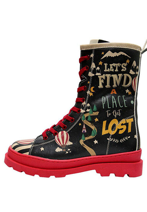 Kadın Vegan Deri Çok Renkli Fermuarlı Uzun Bot - Let's Find a Place to Get Lost Tasarım - Görsel 5