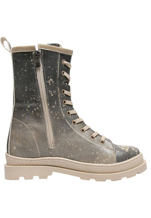 Kadın Vegan Deri Gri Fermuarlı Uzun Bot - London is Calling Tasarım - Görsel 7
