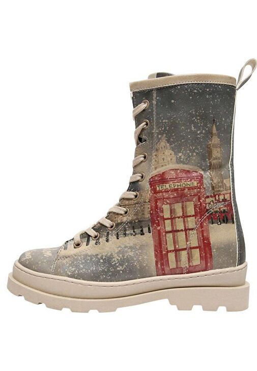 Kadın Vegan Deri Gri Fermuarlı Uzun Bot - London is Calling Tasarım - Görsel 8
