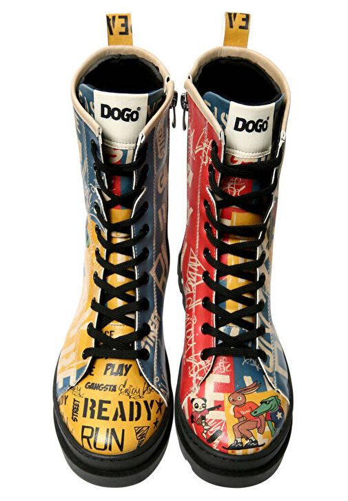 Kadın Vegan Deri Çok Renkli Fermuarlı Uzun Bot - Skaters Tasarım - Görsel 5