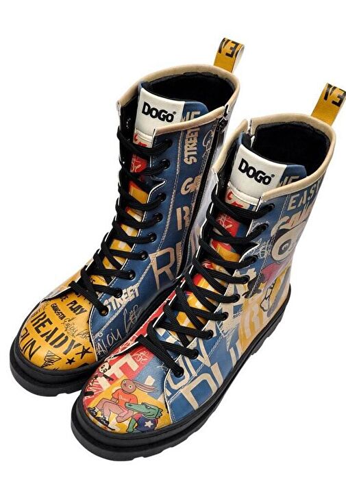 Kadın Vegan Deri Çok Renkli Fermuarlı Uzun Bot - Skaters Tasarım - Görsel 6