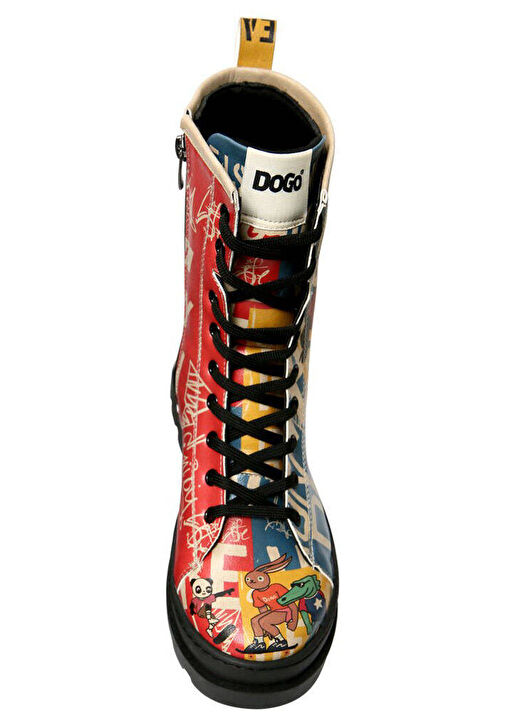 Kadın Vegan Deri Çok Renkli Fermuarlı Uzun Bot - Skaters Tasarım - Görsel 9