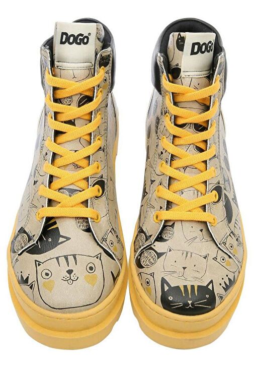 Kadın Vegan Deri Bej Bot - Monochrome Cats Tasarım - Görsel 5