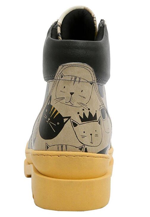 Kadın Vegan Deri Bej Bot - Monochrome Cats Tasarım - Görsel 8