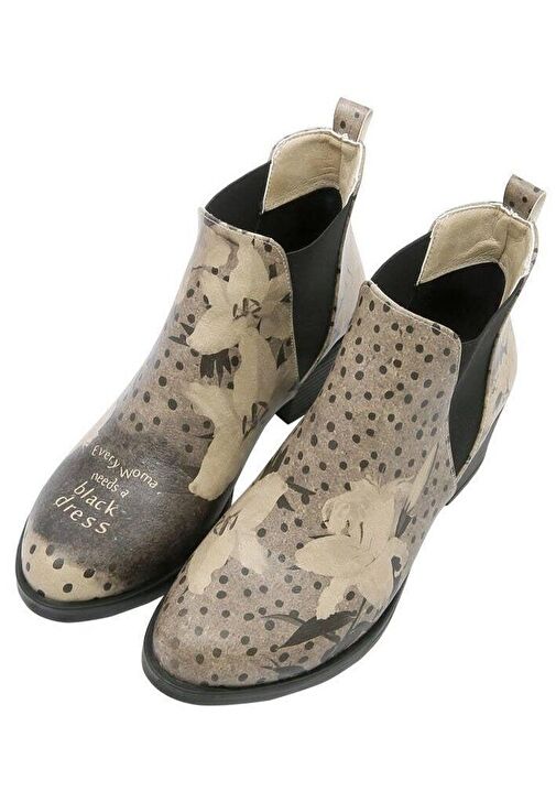 Kadın Vegan Deri Bej Bilekte Bot - Black Dress Tasarım - Görsel 4