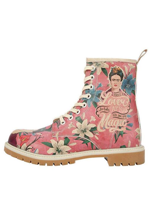 Kadın Vegan Deri Çok Renkli Uzun Bot - Like You Are Magic Frida Kahlo Tasarım - Görsel 4
