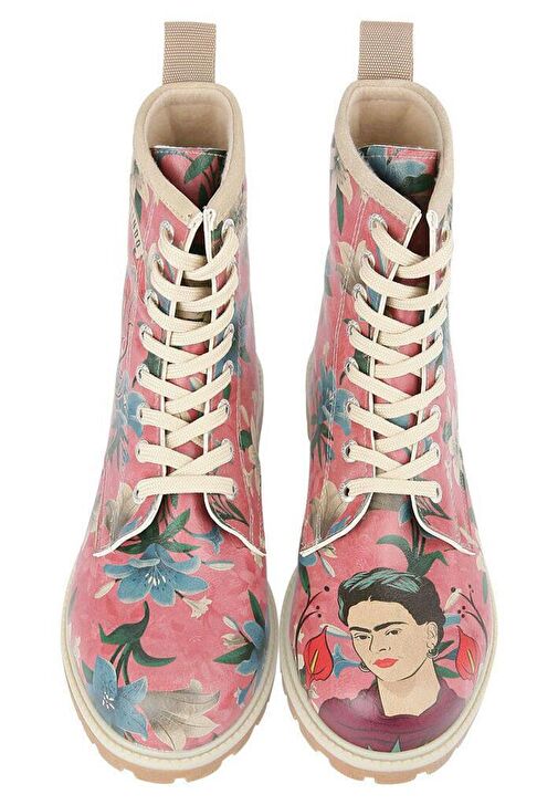 Kadın Vegan Deri Çok Renkli Uzun Bot - Like You Are Magic Frida Kahlo Tasarım - Görsel 8