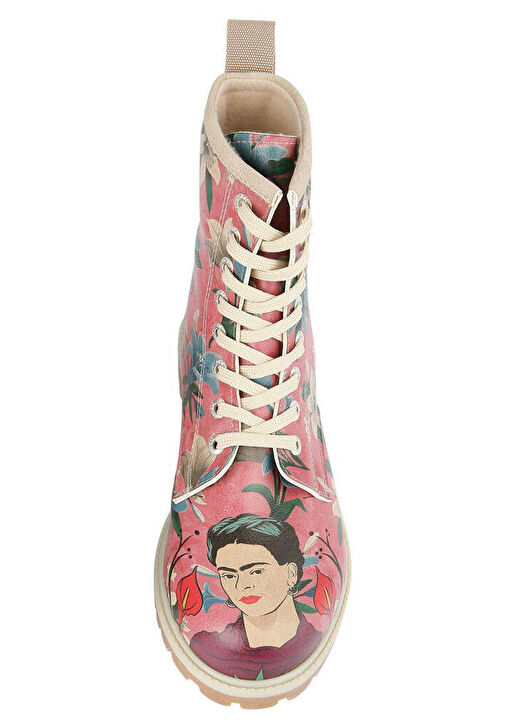 Kadın Vegan Deri Çok Renkli Uzun Bot - Like You Are Magic Frida Kahlo Tasarım - Görsel 9