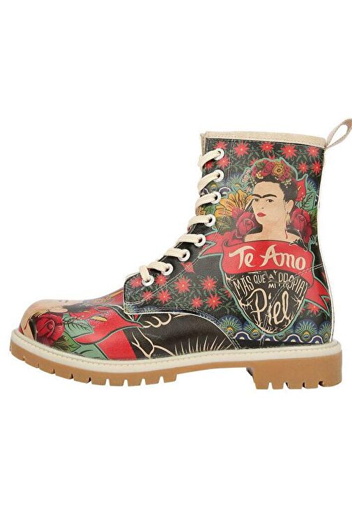Kadın Vegan Deri Yeşil Uzun Bot - Te Amo Frida Kahlo Tasarım - Görsel 2