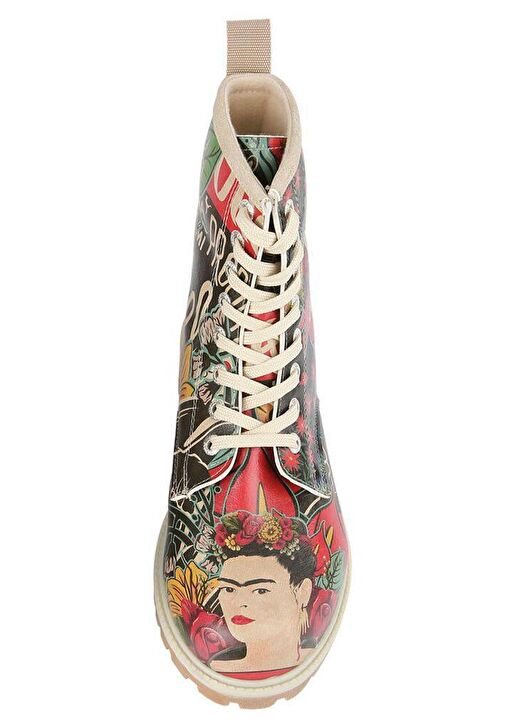 Kadın Vegan Deri Yeşil Uzun Bot - Te Amo Frida Kahlo Tasarım - Görsel 7
