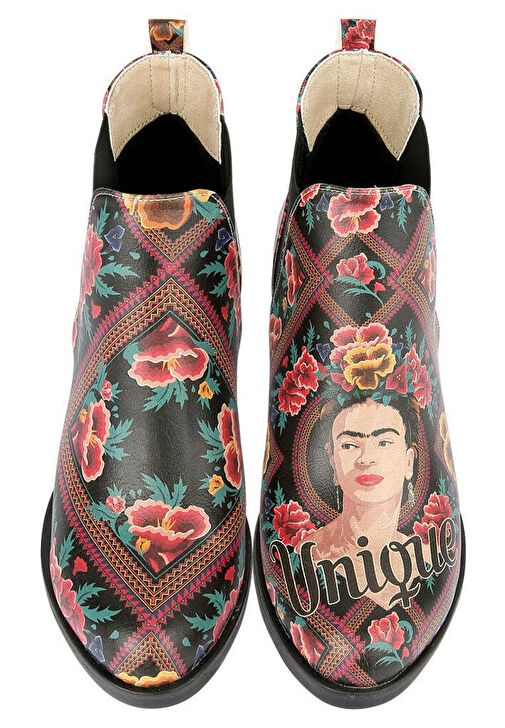 Kadın Vegan Deri Çok Renkli Bilekte Bot - Beauty In The Broken Frida Kahlo Tasarım - Görsel 4