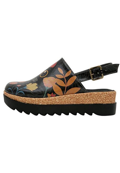 Kadın Vegan Deri Siyah Kalın Taban Sandalet - Find the Cat Tasarım - Görsel 6