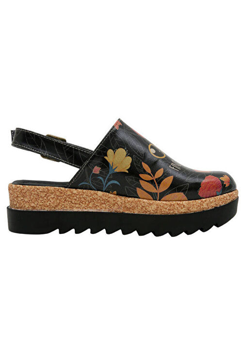 Kadın Vegan Deri Siyah Kalın Taban Sandalet - Find the Cat Tasarım - Görsel 7