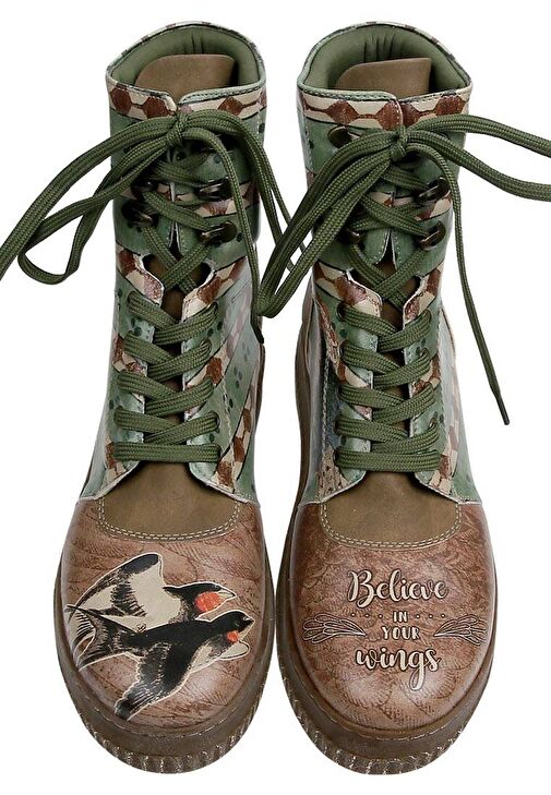 Kadın Vegan Deri Kahverengi Uzun Bot - Believe in Your Wings Tasarım - Görsel 3