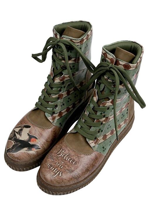 Kadın Vegan Deri Kahverengi Uzun Bot - Believe in Your Wings Tasarım - Görsel 7