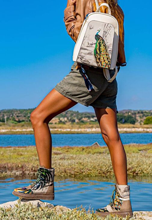 Kadın Vegan Deri Bej Uzun Bot - Unique Pairing Tasarım - Görsel 3