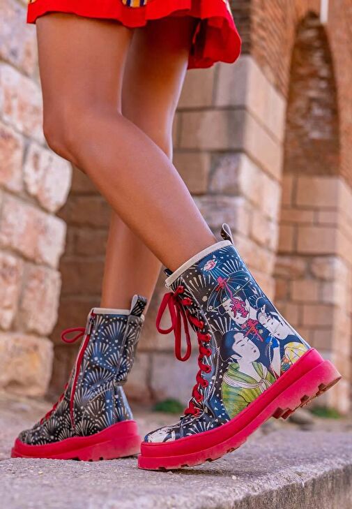 Kadın Vegan Deri Siyah Fermuarlı Uzun Bot - Small Talk Tasarım - Görsel 4