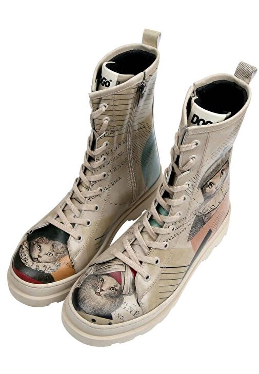 Kadın Vegan Deri Bej Fermuarlı Uzun Bot - Mon Cher Tasarım - Görsel 4