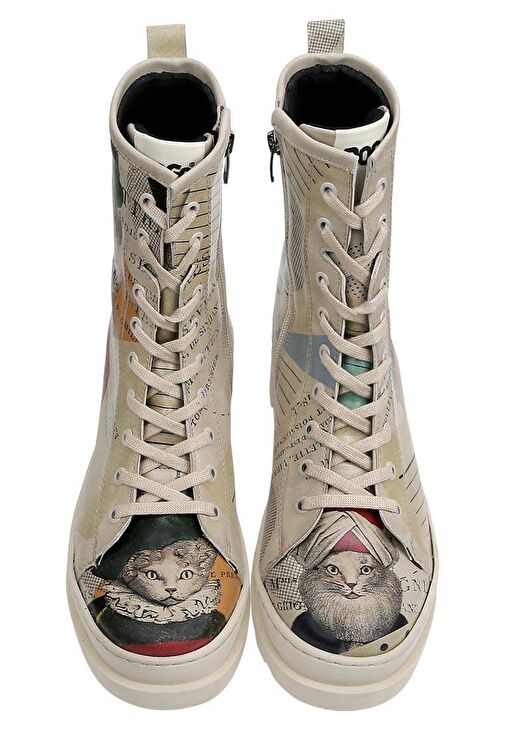 Kadın Vegan Deri Bej Fermuarlı Uzun Bot - Mon Cher Tasarım - Görsel 5