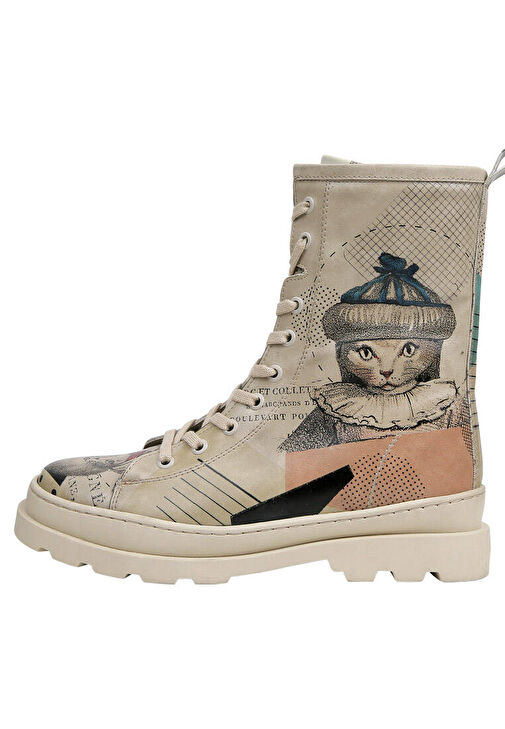 Kadın Vegan Deri Bej Fermuarlı Uzun Bot - Mon Cher Tasarım - Görsel 7