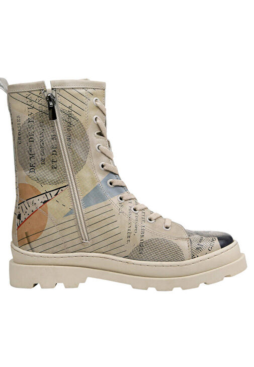 Kadın Vegan Deri Bej Fermuarlı Uzun Bot - Mon Cher Tasarım - Görsel 9