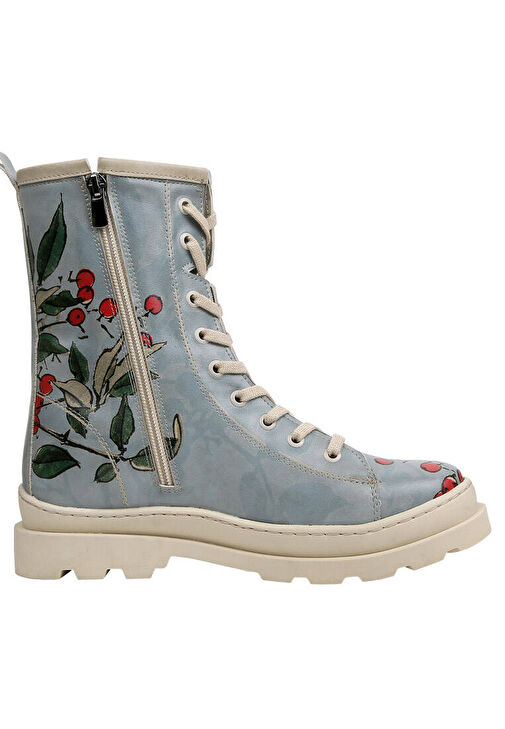 Kadın Vegan Deri Mavi Fermuarlı Uzun Bot - Sleepy Cat Tasarım - Görsel 7