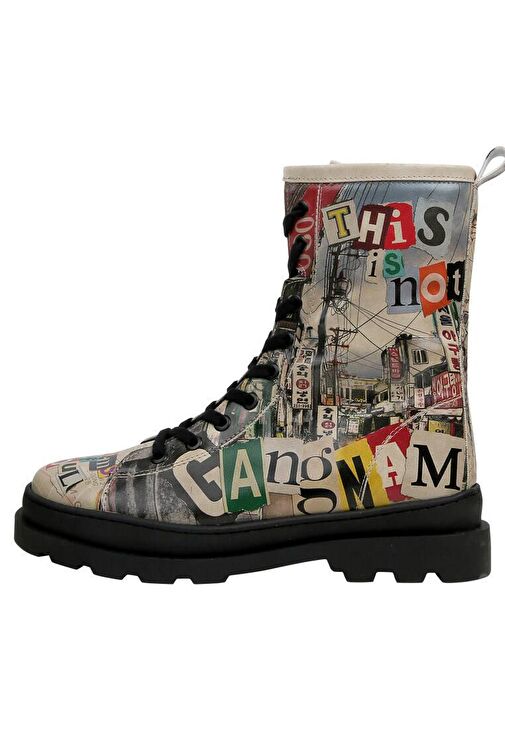 Kadın Vegan Deri Çok Renkli Fermuarlı Uzun Bot - Not Gangnam Tasarım - Görsel 4