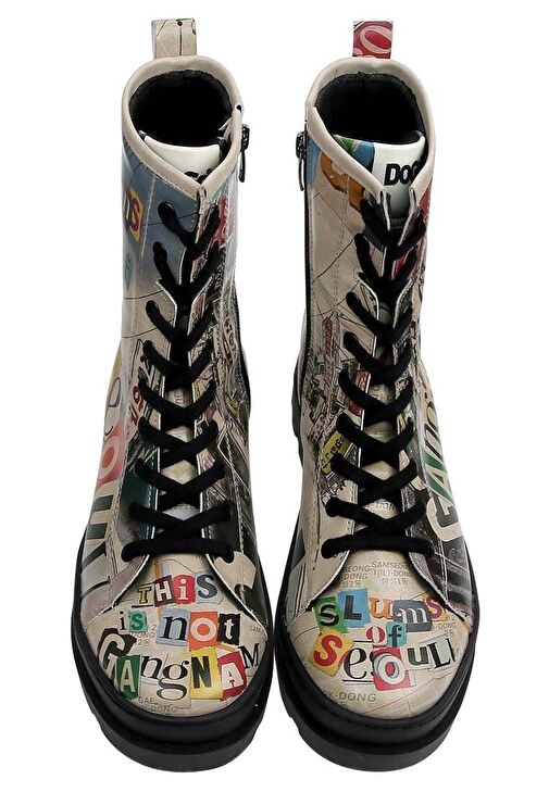 Kadın Vegan Deri Çok Renkli Fermuarlı Uzun Bot - Not Gangnam Tasarım - Görsel 5