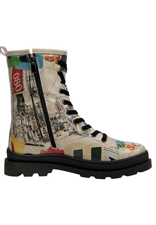 Kadın Vegan Deri Çok Renkli Fermuarlı Uzun Bot - Not Gangnam Tasarım - Görsel 9