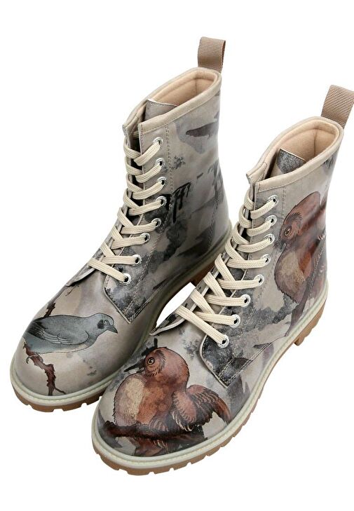 Kadın Vegan Deri Bej Uzun Bot - Chatting on a Branch Tasarım - Görsel 4