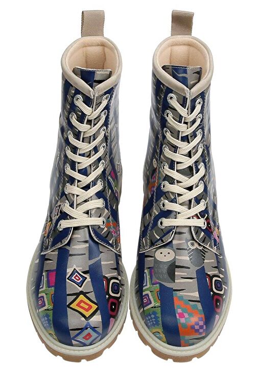 Kadın Vegan Deri Mavi Uzun Bot - Owl Gang Tasarım - Görsel 4