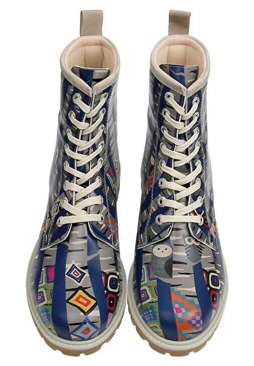 Kadın Vegan Deri Mavi Uzun Bot - Owl Gang Tasarım - Görsel 8