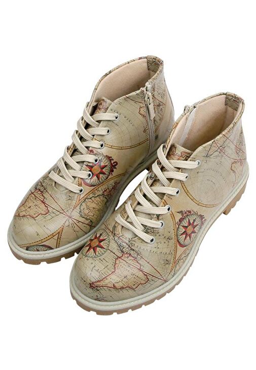 Kadın Vegan Deri Bej Fermuarlı Kısa Bot - Change Your Course Tasarım - Görsel 4