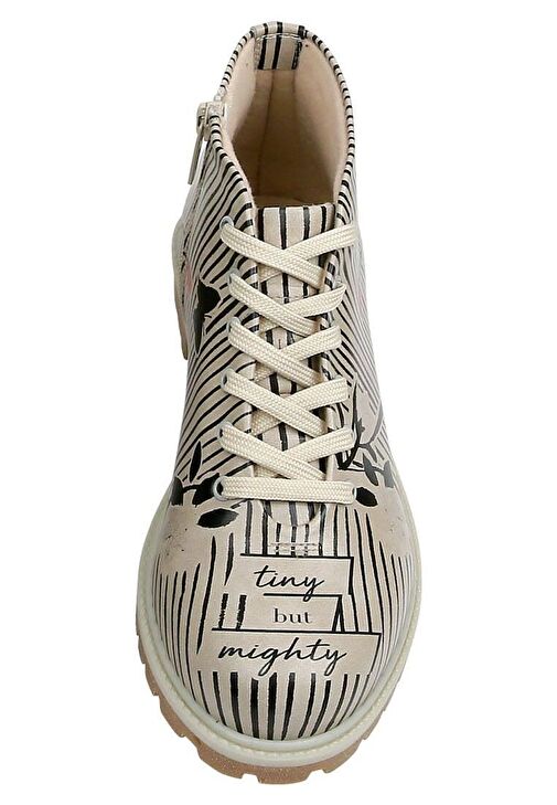 Kadın Vegan Deri Bej Fermuarlı Kısa Bot - Tiny But Mighty Tasarım - Görsel 6