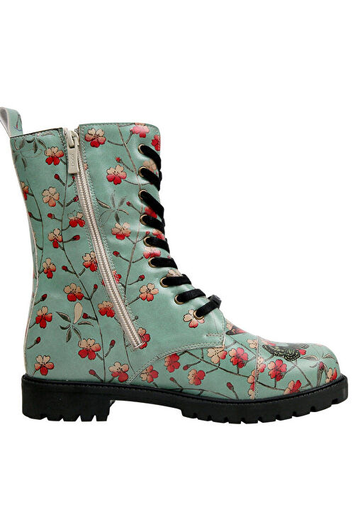 Kadın Vegan Deri Turkuaz Fermuarlı Uzun Bot - Your Wings, Your Dreams Tasarım - Görsel 7