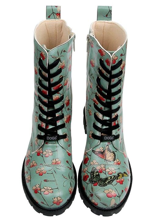 Kadın Vegan Deri Turkuaz Fermuarlı Uzun Bot - Your Wings, Your Dreams Tasarım - Görsel 8