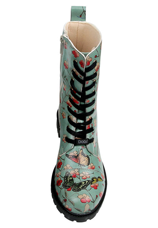 Kadın Vegan Deri Turkuaz Fermuarlı Uzun Bot - Your Wings, Your Dreams Tasarım - Görsel 9