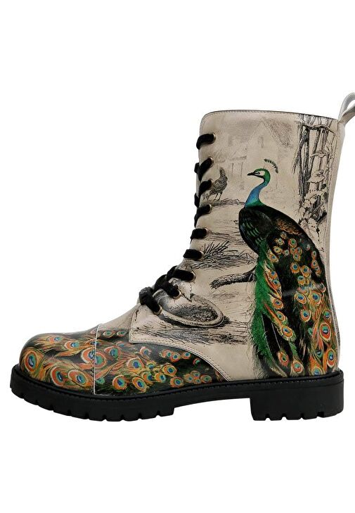 Kadın Vegan Deri Bej Fermuarlı Uzun Bot - Gracious Feathers Tasarım - Görsel 2