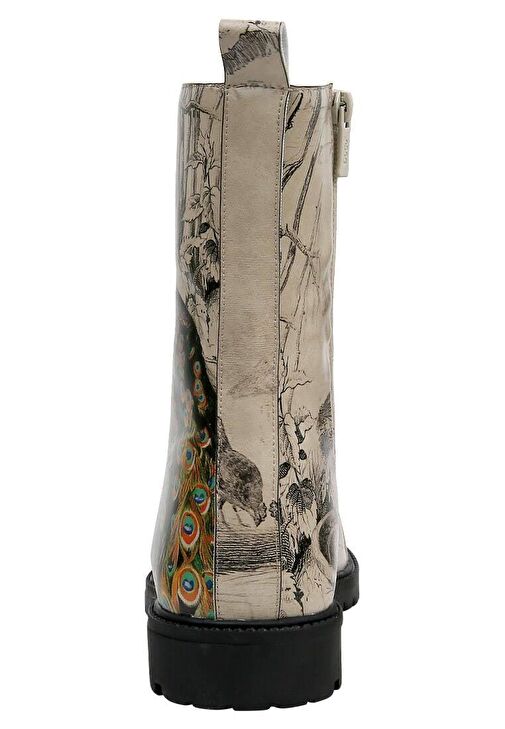 Kadın Vegan Deri Bej Fermuarlı Uzun Bot - Gracious Feathers Tasarım - Görsel 8