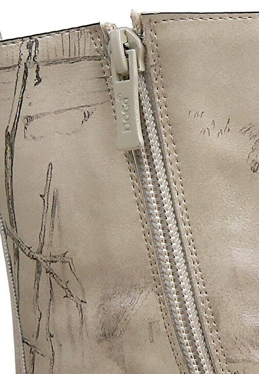 Kadın Vegan Deri Bej Fermuarlı Uzun Bot - Gracious Feathers Tasarım - Görsel 9