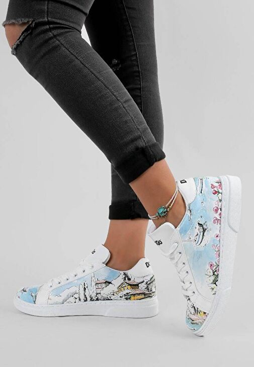 Kadın Vegan Deri Beyaz Sneakers - Lago di Como Tasarım - Görsel 2