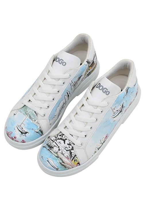 Kadın Vegan Deri Beyaz Sneakers - Lago di Como Tasarım - Görsel 3