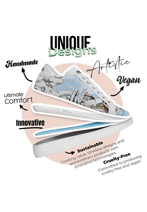 Kadın Vegan Deri Beyaz Sneakers - Lago di Como Tasarım - Görsel 5