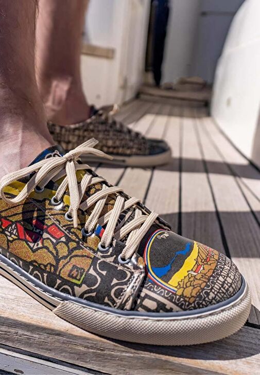 Erkek Vegan Deri Siyah Sneakers - Variete Nummer 11 Tasarım - Görsel 3