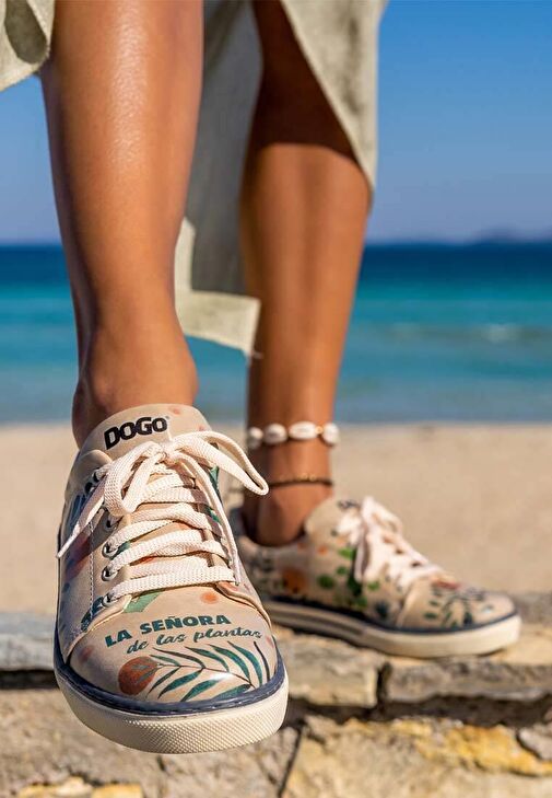 Kadın Vegan Deri Bej Sneakers - Plant Lady Tasarım - Görsel 2