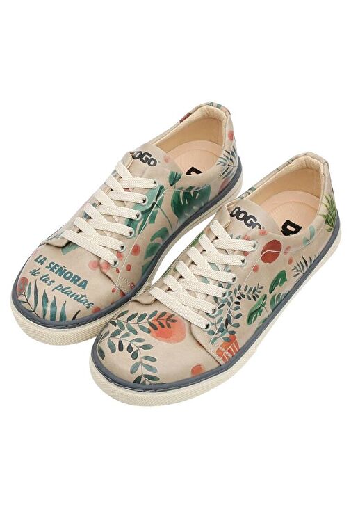 Kadın Vegan Deri Bej Sneakers - Plant Lady Tasarım - Görsel 3